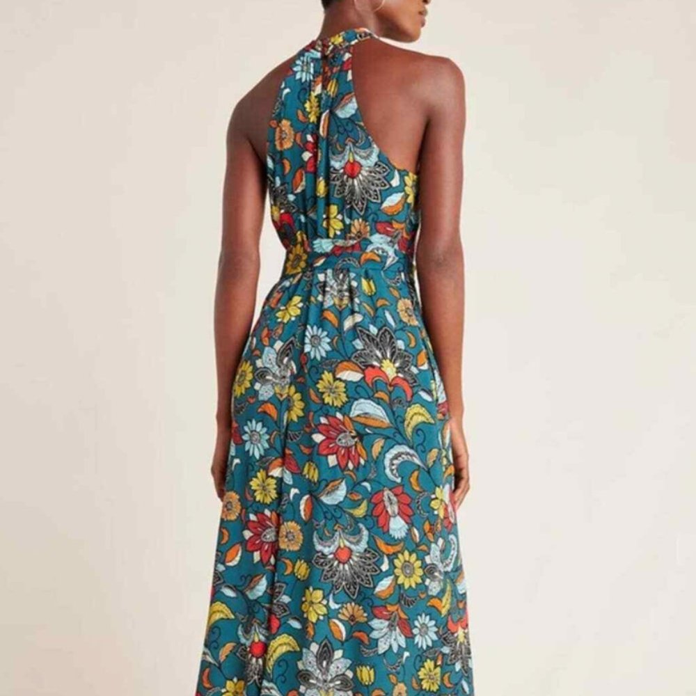 Anthropologie Geneva Halter Wide Leg Jumpsuit M